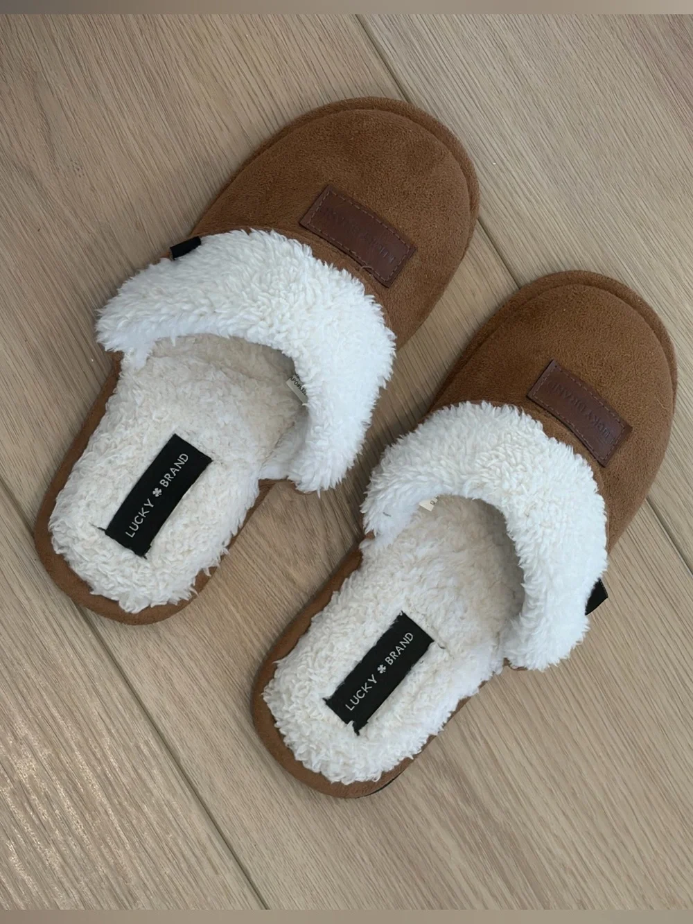 Lucky Brand Brown Slip-On Shearling Lined Slippers